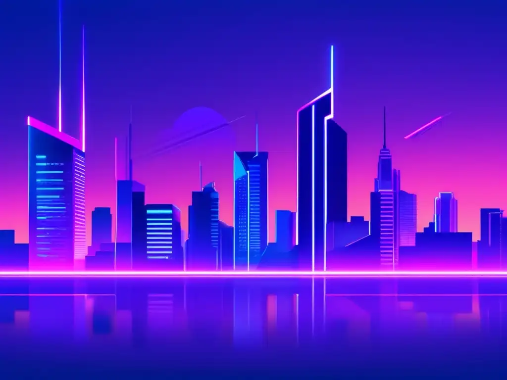 Ciudad futurista iluminada con luces de neón Tendencias rentables en el marketing de afiliados: Ciudad futurista con vibrantes luces neón, rascacielos y ambiente innovador