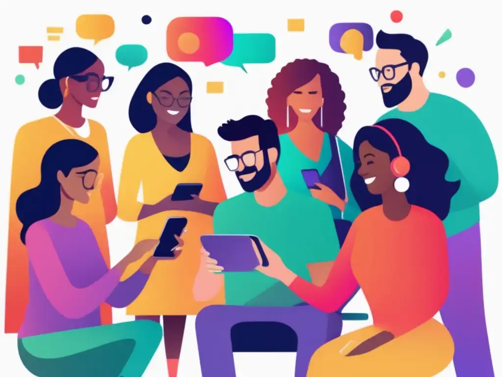Microinfluencers colaborando en campaña de marketing Equipo diverso de microinfluencers en una campaña de marketing, mostrando tendencias actuales en marketing de afiliados