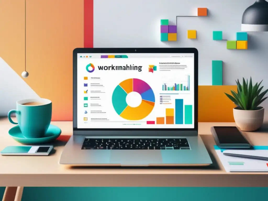 Espacio de trabajo minimalista Herramientas de diseño para marketing de afiliados en un espacio minimalista y moderno