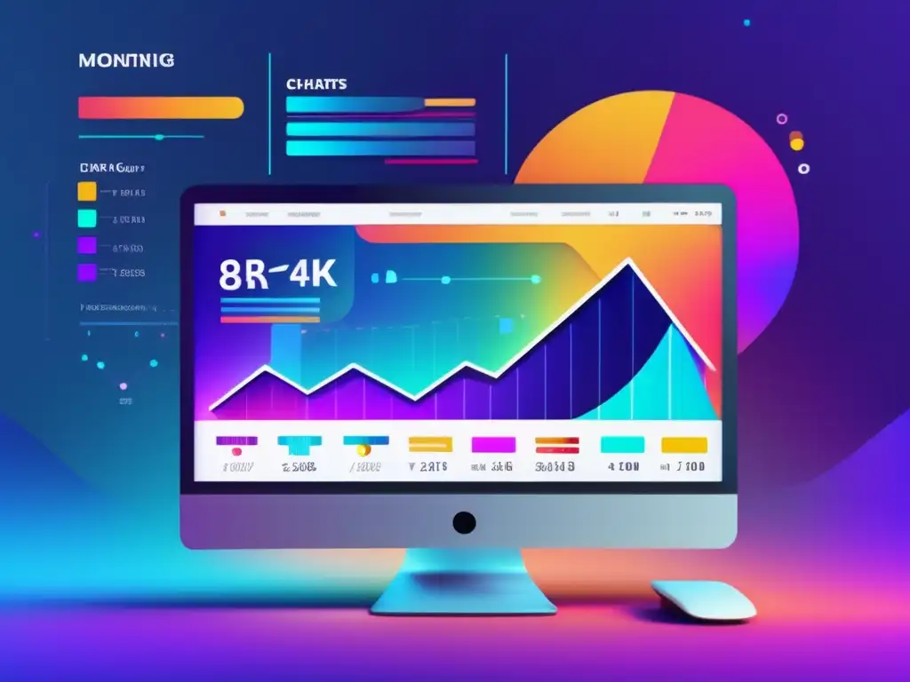 Monitorización y seguimiento de datos de competidores Imagen de pantalla futurista con gráficos de seguimiento de competidores