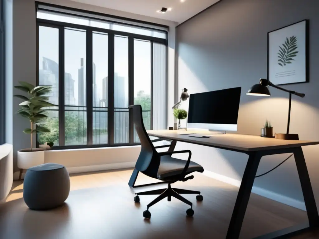 Espacio de trabajo en casa moderno Oficina en casa moderna, cómoda y organizada - Estrategias de marketing de contenido para afiliados
