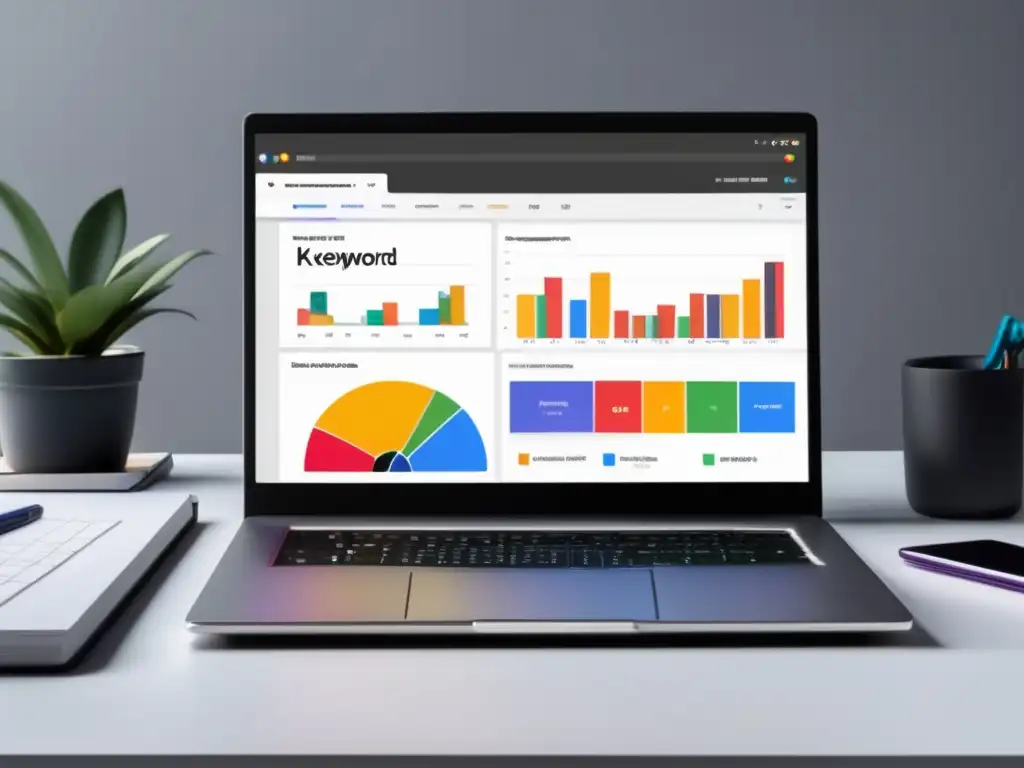 Espacio de trabajo minimalista con laptop y herramientas Espacio de trabajo minimalista con herramientas para afiliados