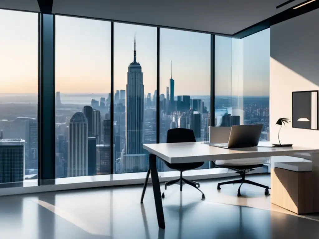 Oficina minimalista con vista a la ciudad Oficina minimalista con vista a la ciudad, potencia tus conversiones en marketing de afiliados
