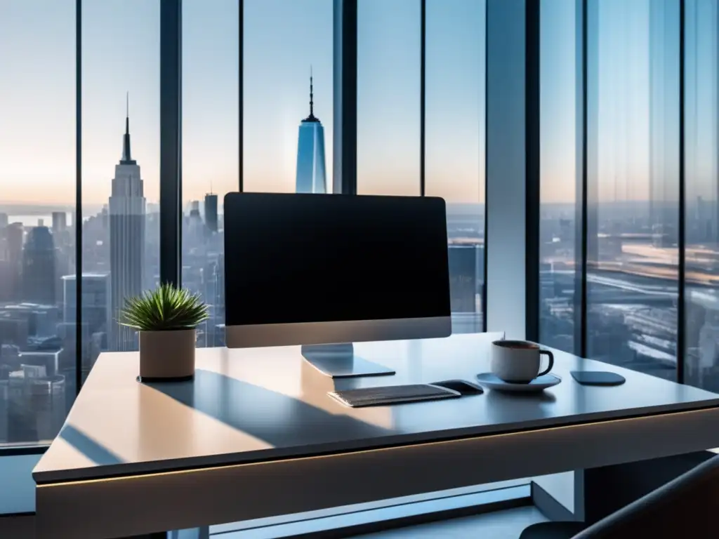 Escritorio minimalista con vista panorámica Escritorio minimalista con vista a la ciudad: Leyes y regulaciones del marketing de afiliados