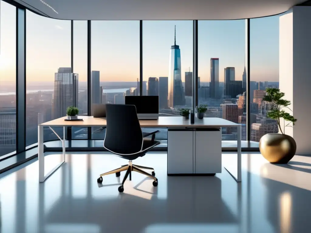 Oficina moderna con vista a la ciudad Espacio de oficina moderno y elegante con vista a la ciudad