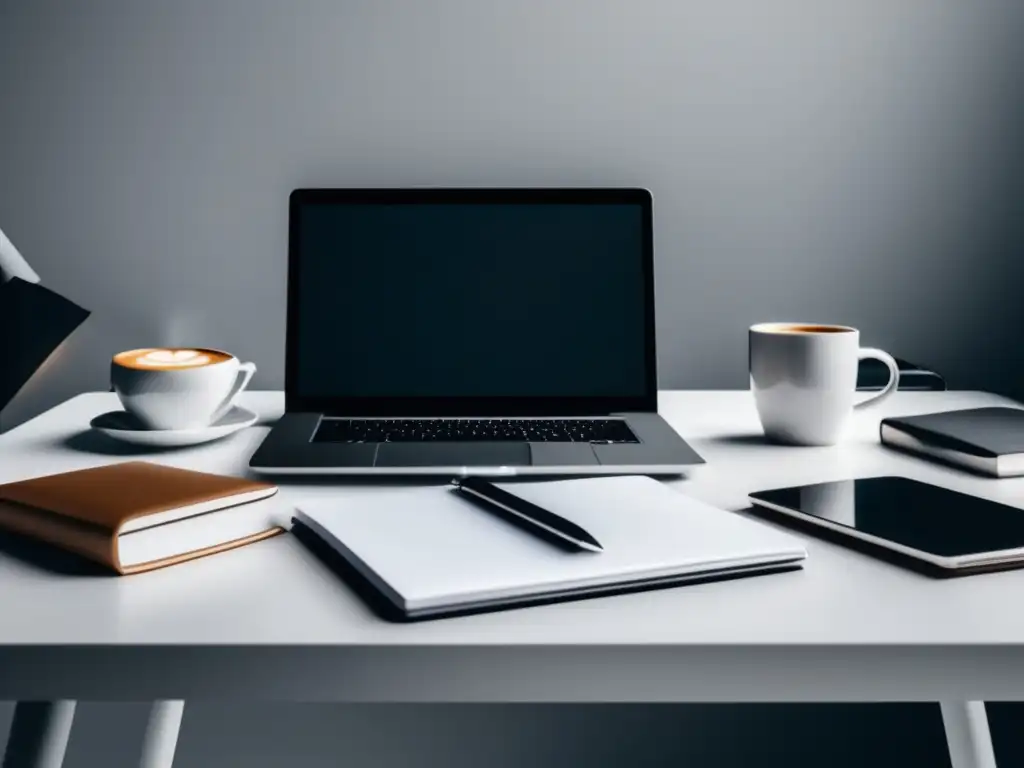 Espacio de trabajo moderno y minimalista Escritorio minimalista y moderno para estrategias de marketing de afiliados rentables