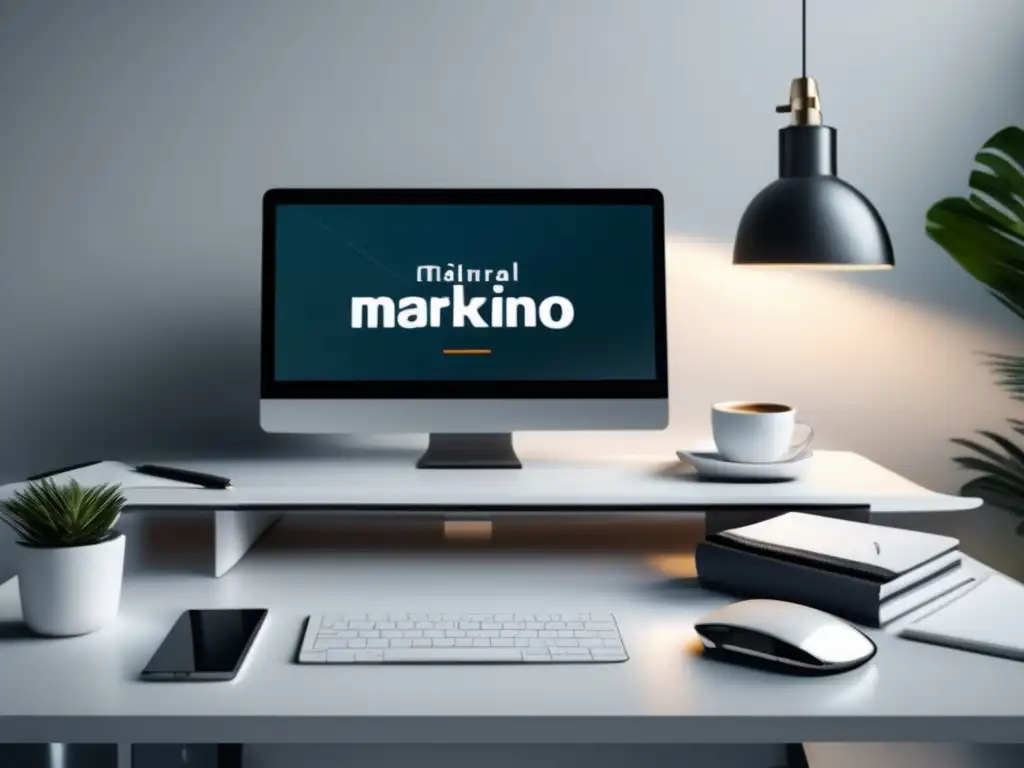 Espacio de trabajo minimalista y profesional Oficina minimalista de alto rendimiento: Estrategias de contenido para marketing de afiliados