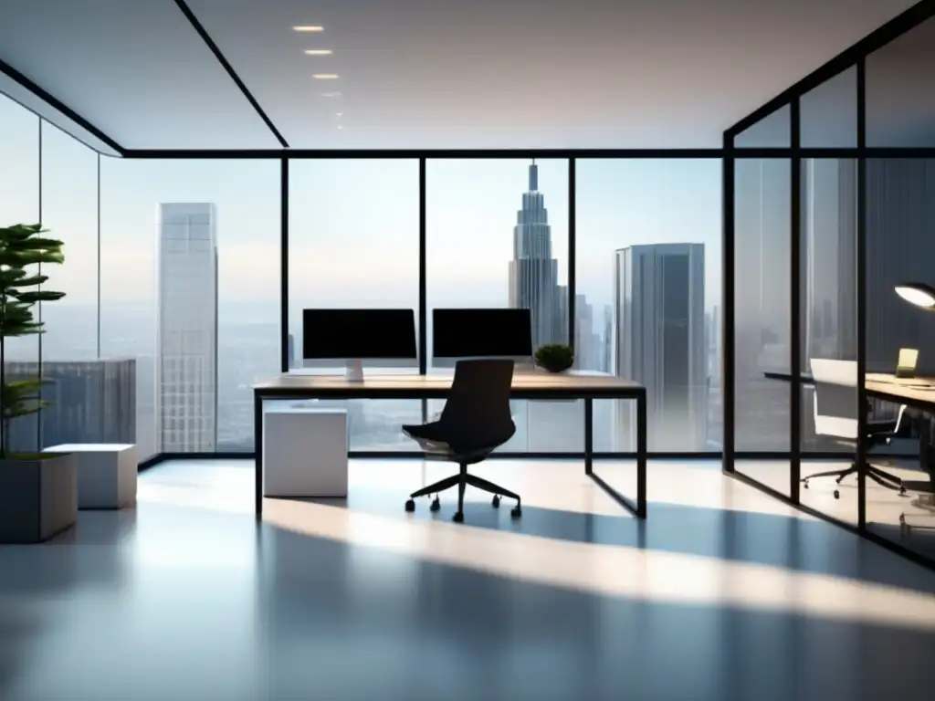 Moderna oficina minimalista Oficina moderna y minimalista con abundante luz natural y aspectos legales del marketing de afiliados