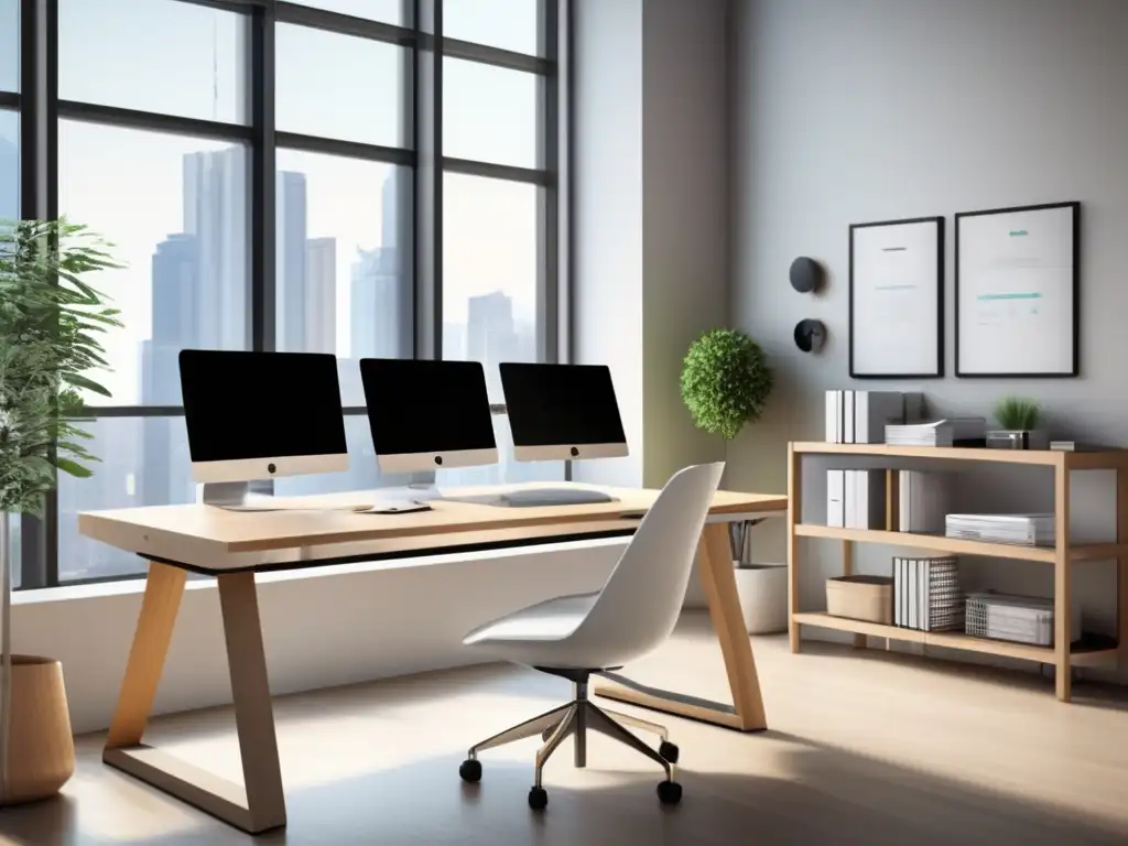 Espacio de trabajo moderno y sofisticado Espacio de trabajo moderno con diseño minimalista