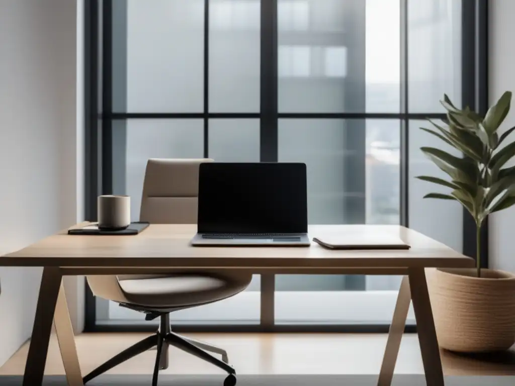 Oficina moderna minimalista Espacio de oficina minimalista para prácticas legales de marketing de afiliados