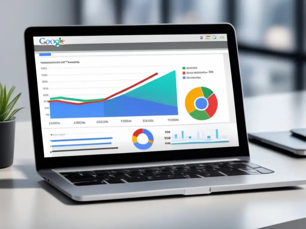 Escritorio minimalista con herramientas de SEO Espacio de trabajo minimalista con herramientas de investigación de mercado para afiliados exitosos
