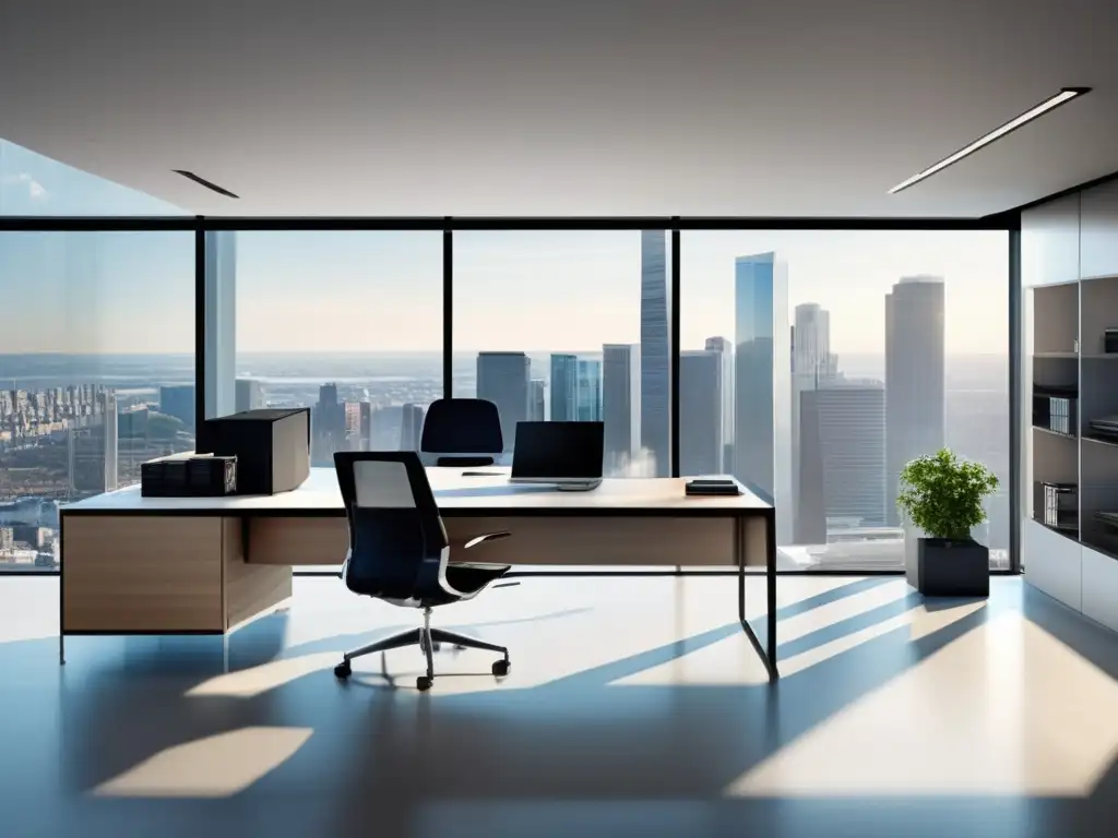 Espacio de oficina moderno con diseño minimalista Oficina moderna con diseño minimalista, estrategias de contenido para marketing de afiliados