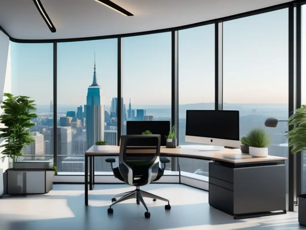 Espacio de oficina moderno y minimalista con vista a la ciudad Oficina moderna y minimalista con vistas a la ciudad - Estrategias de marketing de afiliados para aumentar ganancias