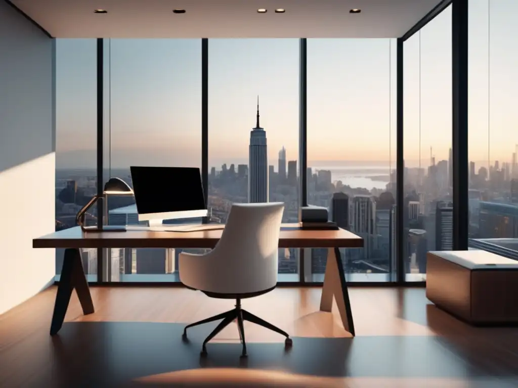 Oficina moderna con vista a la ciudad Oficina moderna con diseño minimalista y vista a la ciudad - Estrategia efectiva de marketing de afiliados