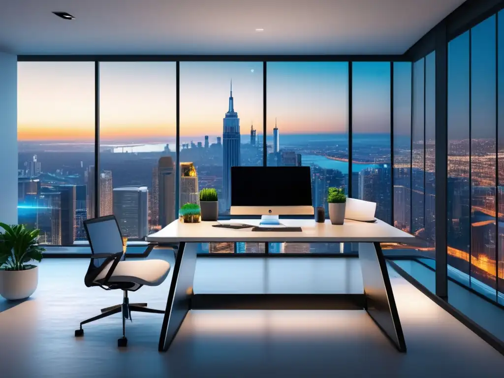 Oficina moderna con diseño minimalista Espacio de trabajo moderno con diseño minimalista y estrategias efectivas para marketing de afiliados