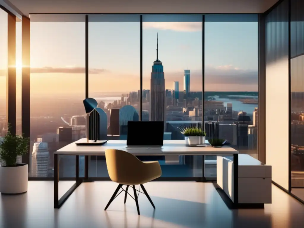 Oficina moderna y elegante con vista a la ciudad Espacio de oficina moderno con vista a la ciudad - Redes de afiliados en el marketing de afiliados