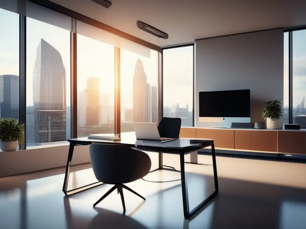 Oficina moderna y elegante Oficina moderna y minimalista para aumentar conversiones en marketing de afiliados