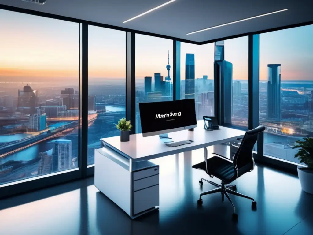 Oficina moderna y elegante con vistas a la ciudad Espacio de oficina moderno y minimalista con vista a la ciudad - programas de afiliados