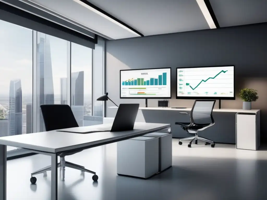 Oficina moderna y profesional Oficina moderna con análisis de datos en marketing de afiliados