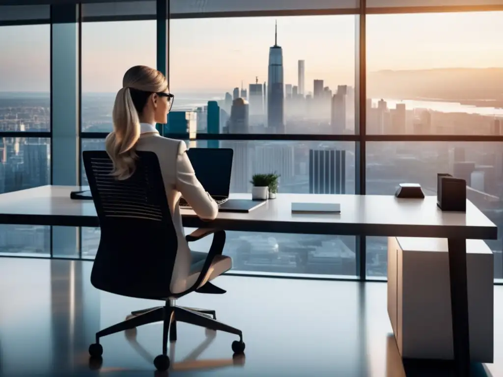 Oficina moderna con vista panorámica de la ciudad Oficina moderna con vista panorámica de la ciudad: Tendencias en marketing de afiliados