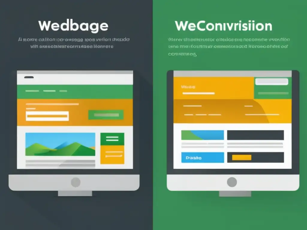 Mejora de conversión: antes y después Comparación split screen: antes/ después optimización para mejorar tasa de conversión en marketing de afiliados