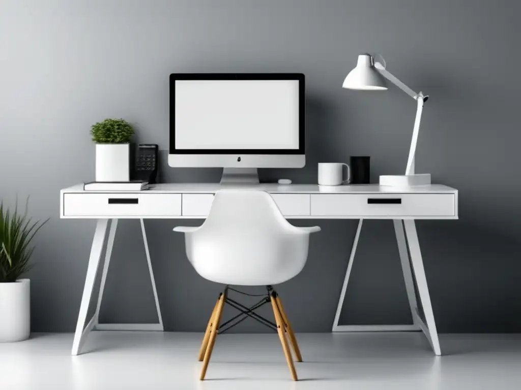 Espacio de trabajo minimalista y moderno Espacio de trabajo moderno con herramientas de optimización de marketing de afiliados