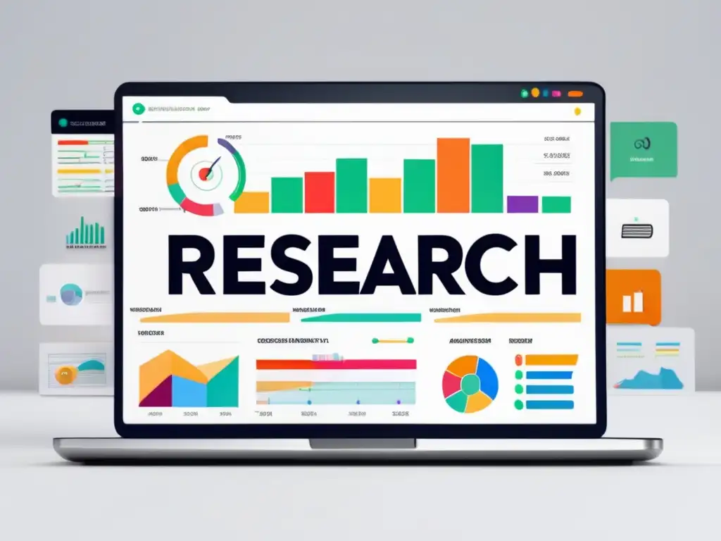 Laptop SEO tools visualization Laptop SEO: Visualización moderna y profesional de estrategias de SEO en marketing de afiliados