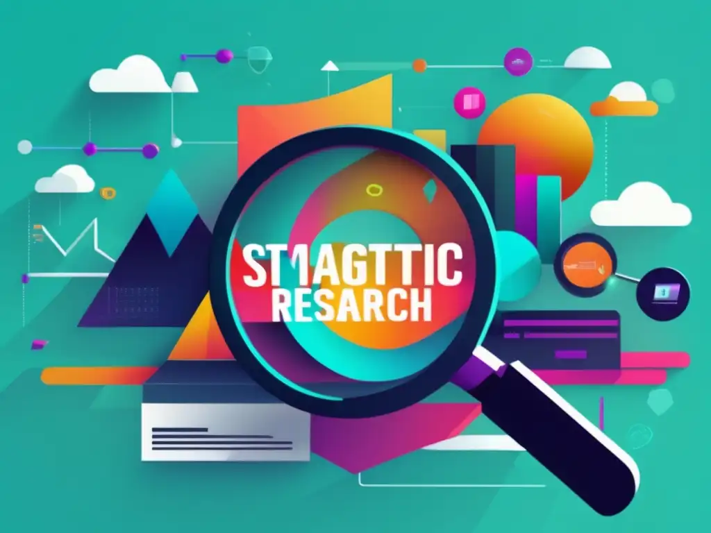 Análisis estratégico de palabras clave para el marketing de afiliados Paisaje digital futurista con palabras clave estratégicas para marketing de afiliados