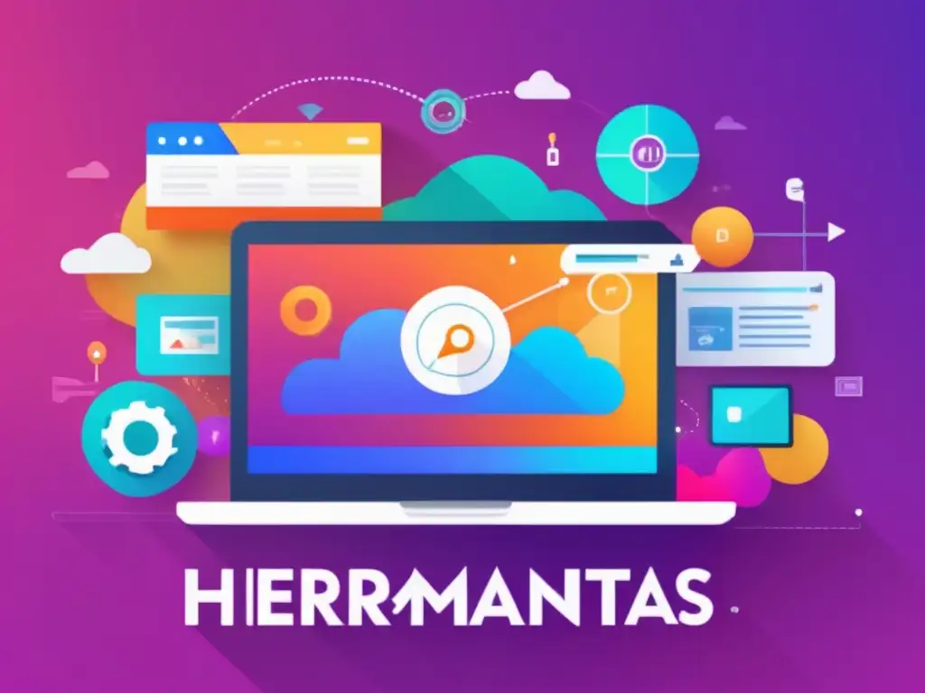 Paisaje digital SEO Laptop SEO con herramientas para marketing de afiliados