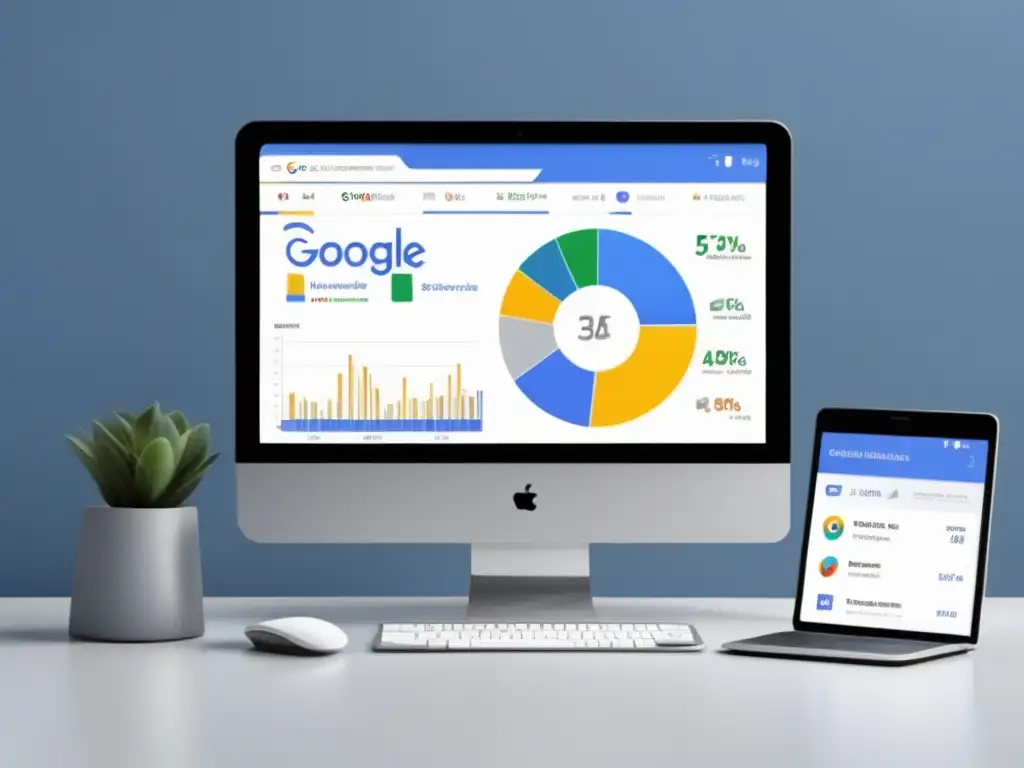 Panel de control de Google AdSense con estadísticas y gráficos Ganancias con Google AdSense en marketing de afiliados en una imagen de diseño moderno y elegante