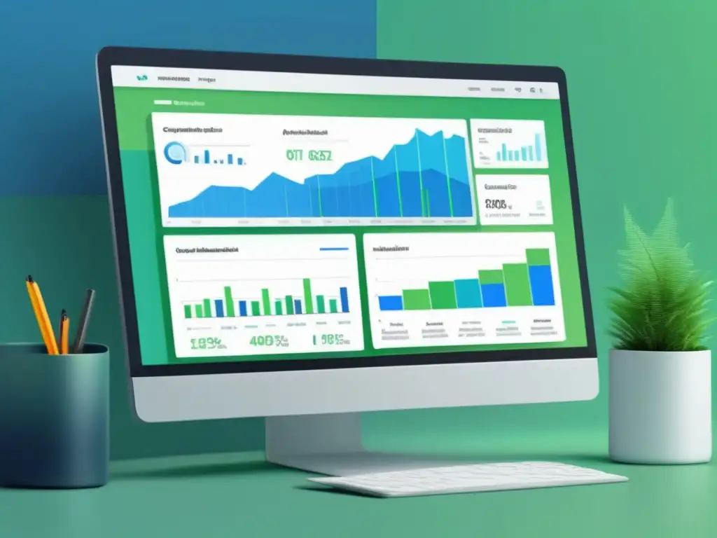 Dashboard de SEO avanzado Imagen de pantalla mostrando sofisticado panel de SEO con gráficos y análisis de tráfico, estrategias de SEO para afiliados