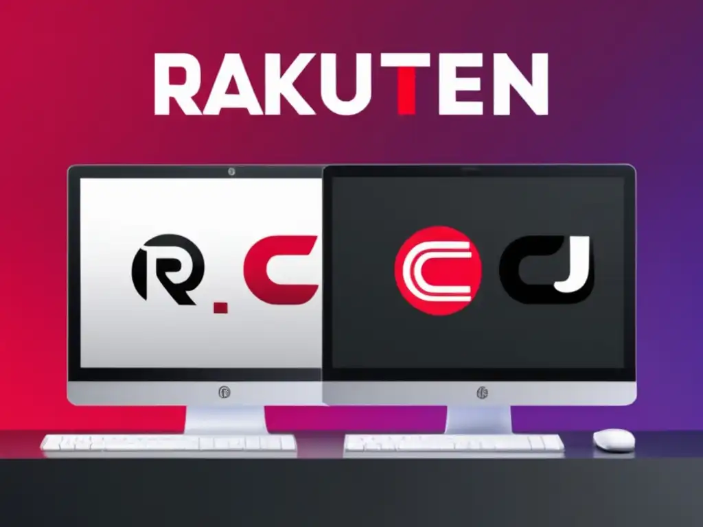 Dos pantallas de ordenador con los logos de Rakuten y CJ Affiliate Diferencias entre Rakuten y CJ Affiliate: beneficios para afiliados