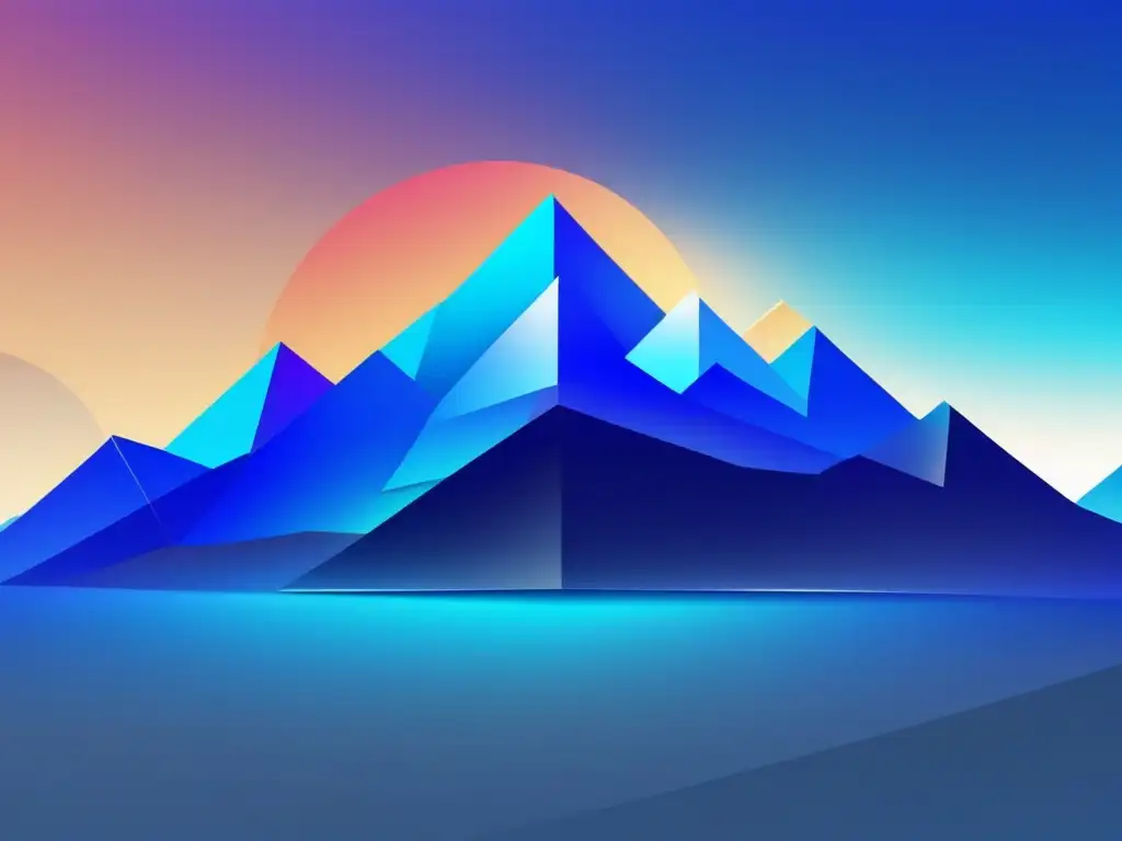Pico de montaña en diseño moderno Estrategias de marketing de afiliados exitosas, diseño moderno con montaña en tonos azules y verdes