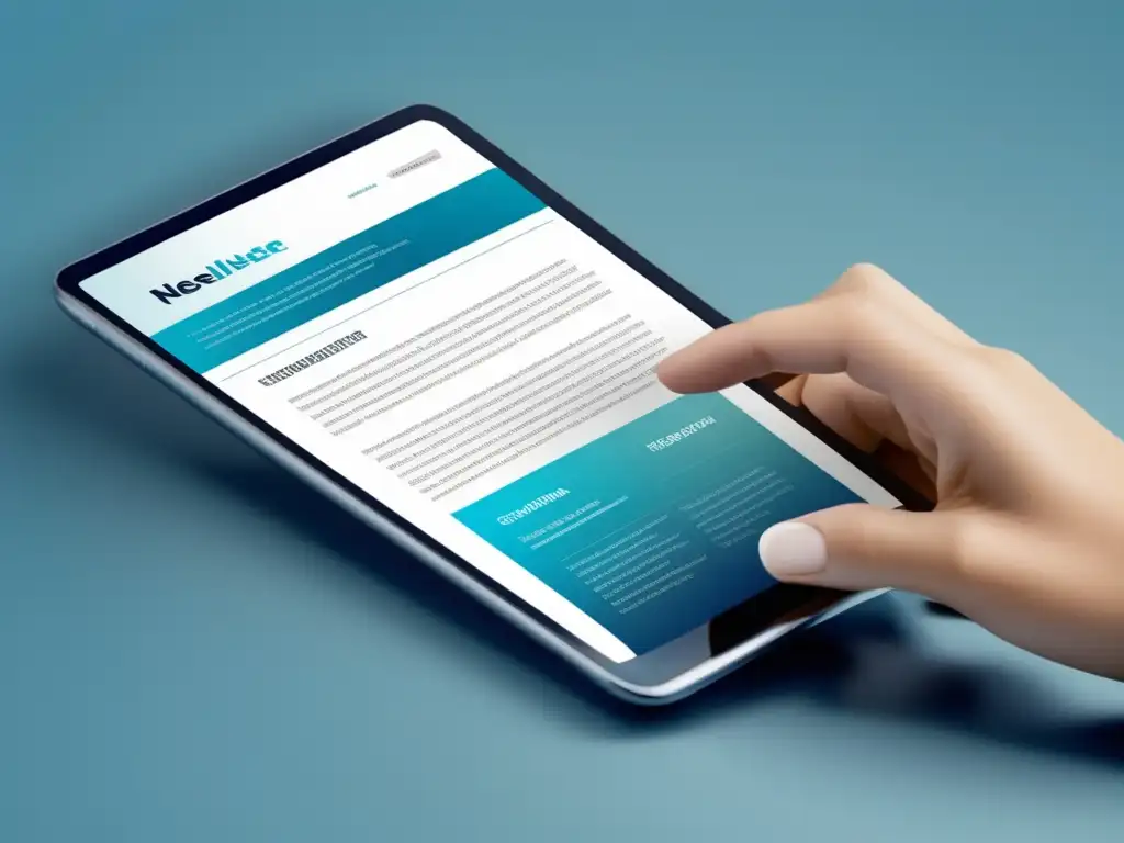 Plantilla moderna de boletín de correo electrónico Plantilla de boletín de correo electrónico moderno y minimalista en un dispositivo digital, destacando estrategias de marketing de afiliados