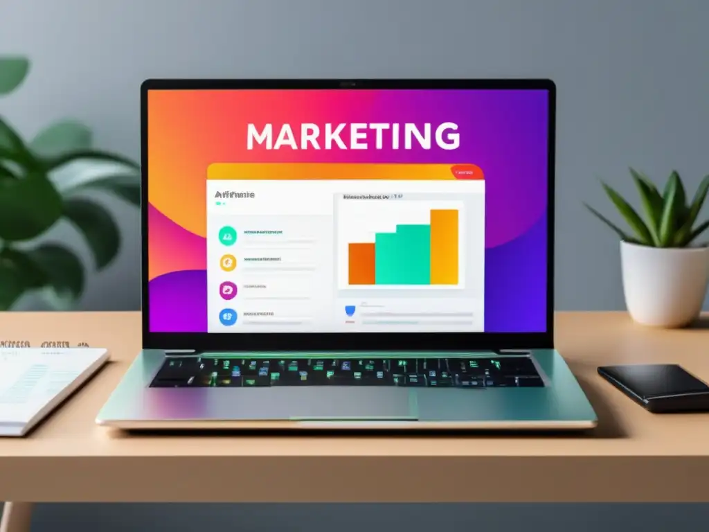 Plataforma de marketing de afiliados Laptop con plataforma de marketing de afiliados: herramientas para aumentar ganancias en marketing de afiliados
