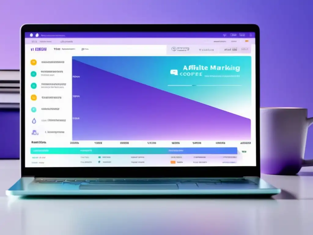 Efectivas tecnologías de marketing de afiliados Laptop con pantalla de alta resolución muestra datos de seguimiento y tecnologías efectivas para aumentar ganancias en marketing de afiliados