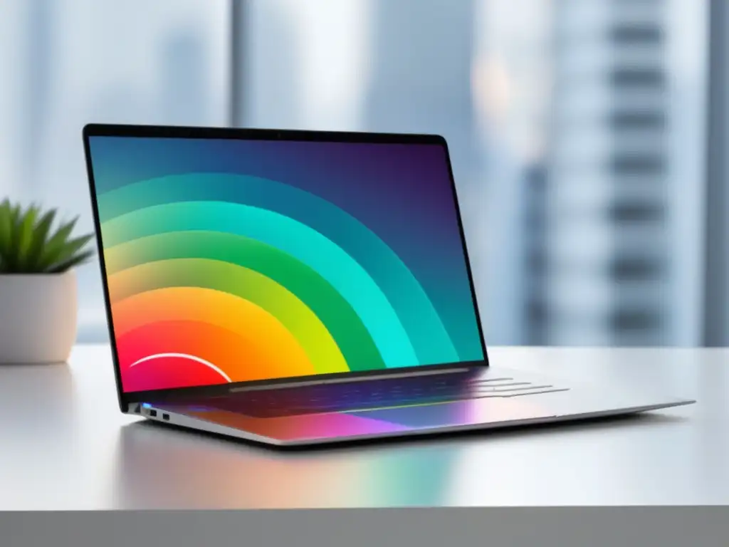Laptop moderno y minimalista con gráfica de crecimiento Laptop moderno y elegante con gráfico de crecimiento de conversiones en programa de afiliados