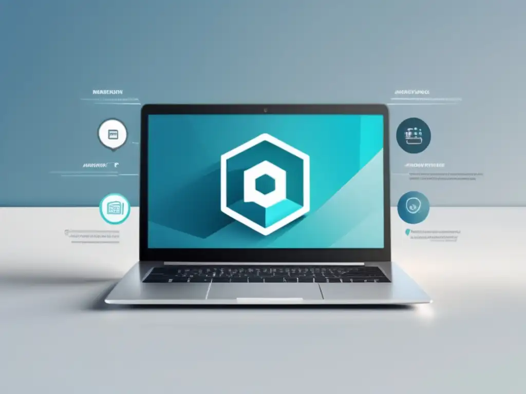 Laptop moderno y minimalista para el marketing de afiliados Laptop moderno con diseño minimalista que muestra marketing de afiliados en una representación gráfica elegante y profesional