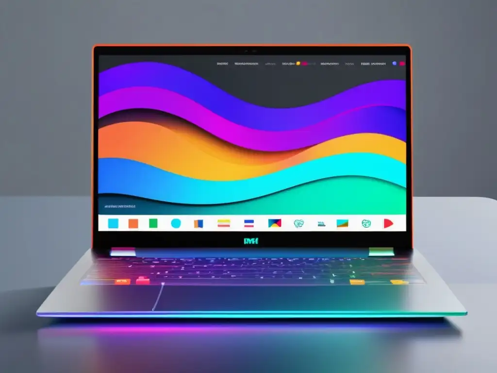 Laptop moderno con gráficos de análisis de palabras clave Laptop moderno con pantalla vibrante y análisis de palabras clave para maximizar ingresos en marketing de afiliados