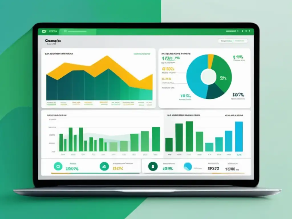 Laptop moderno con dashboard de visualización de datos Laptop moderno con visualización de datos para marketing de afiliados: mejores prácticas en datos
