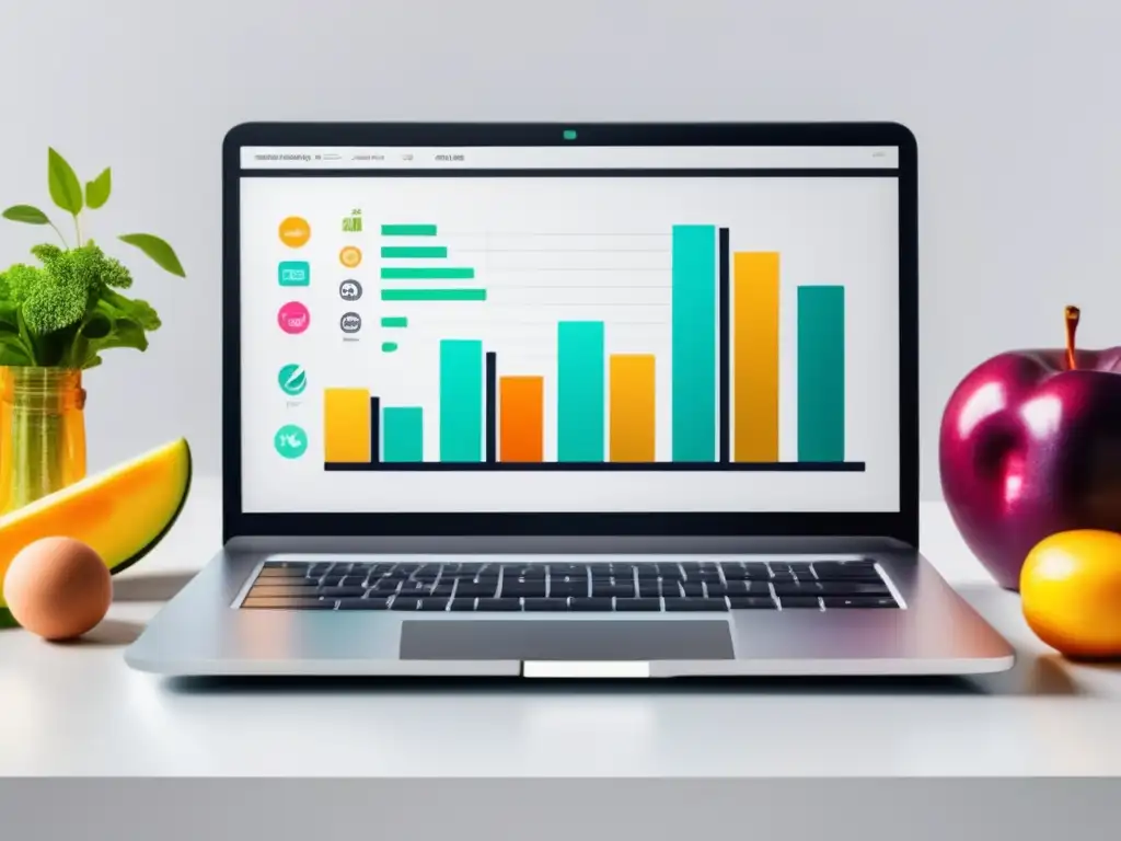 Laptop fitness: éxito en marketing de afiliados Laptop moderno muestra gráfica de éxito en marketing de afiliados en fitness -
