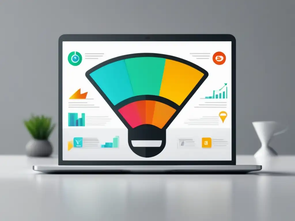 Laptop con gráfico de embudo de ventas Laptop profesional con gráfico de embudo de ventas: técnicas comprobadas de marketing de afiliados