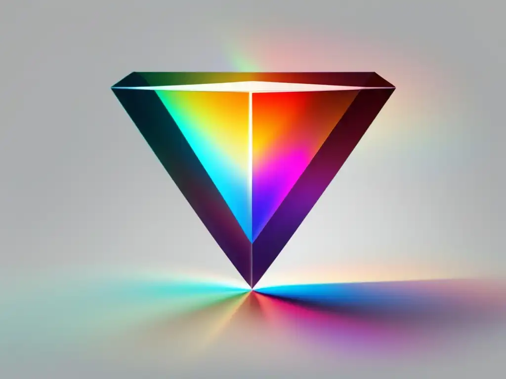 Prisma de vidrio transparente: ética y transparencia Ilustración minimalista de un prisma de vidrio transparente, reflejando un espectro de colores vibrantes