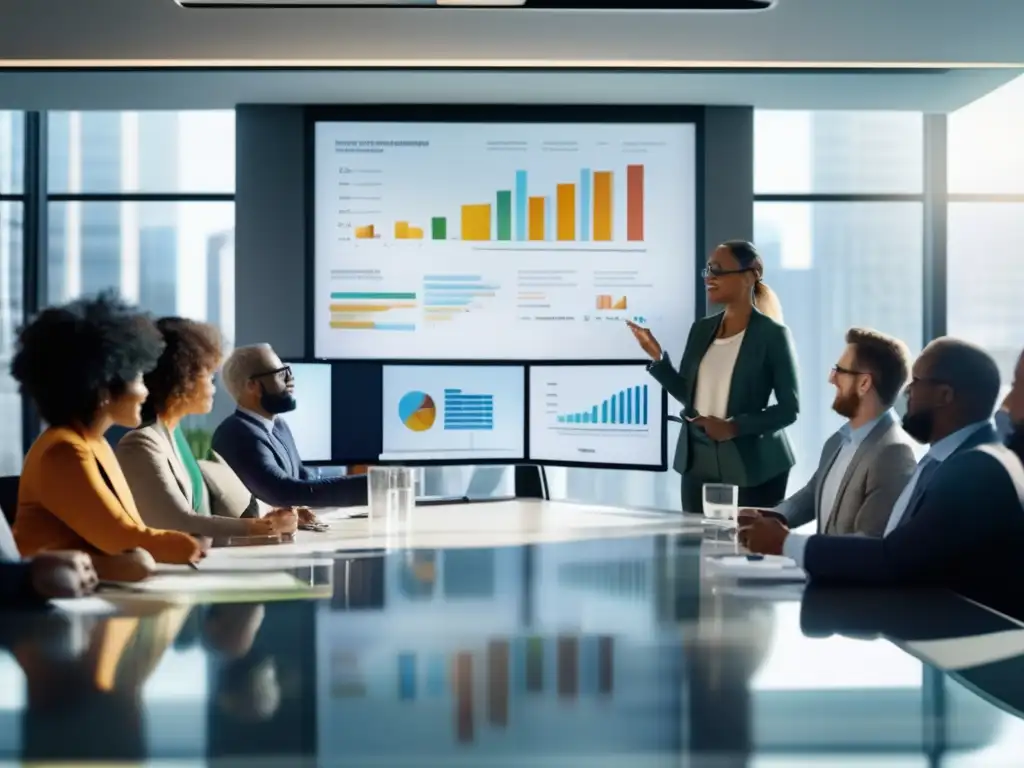 Profesionales colaborando en oficina moderna Profesionales discutiendo estrategias de posicionamiento para marketing de afiliados
