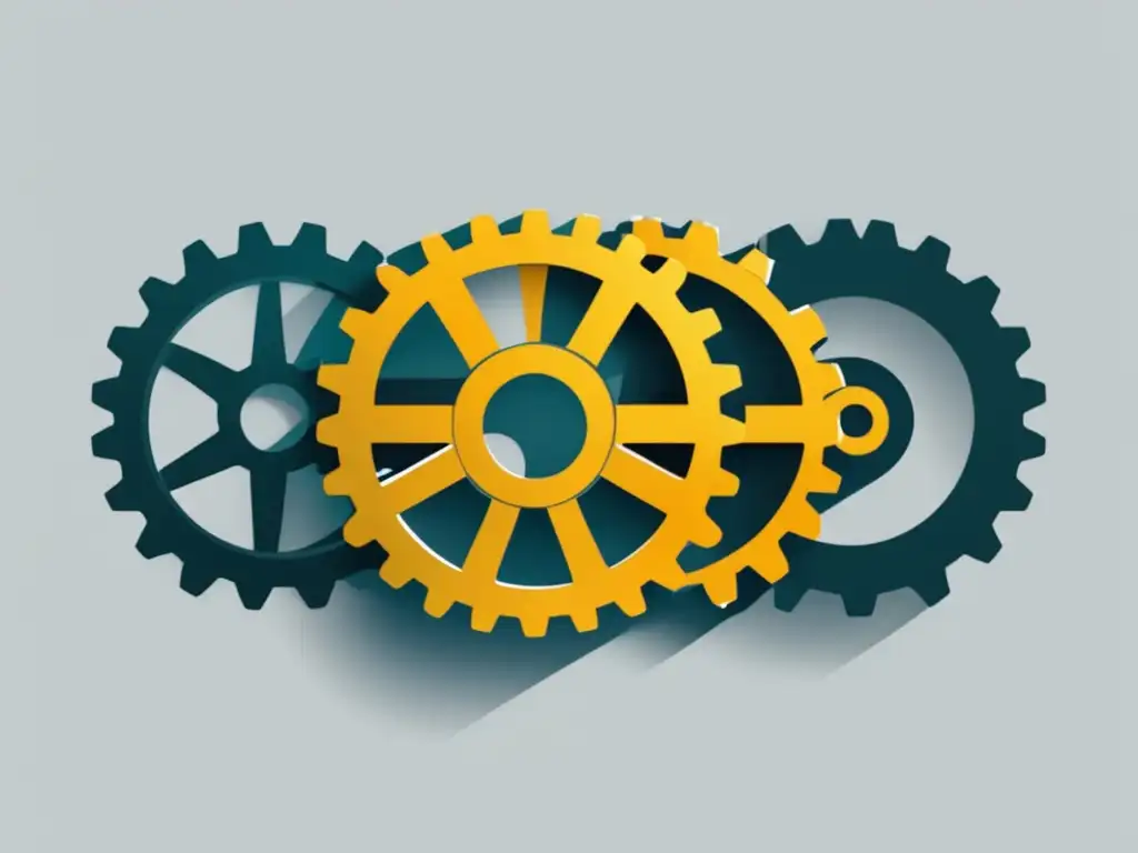 Gears interconectados de programas de afiliados Ilustración minimalista de engranajes de programas de afiliados recomendados para principiantes en marketing de afiliados
