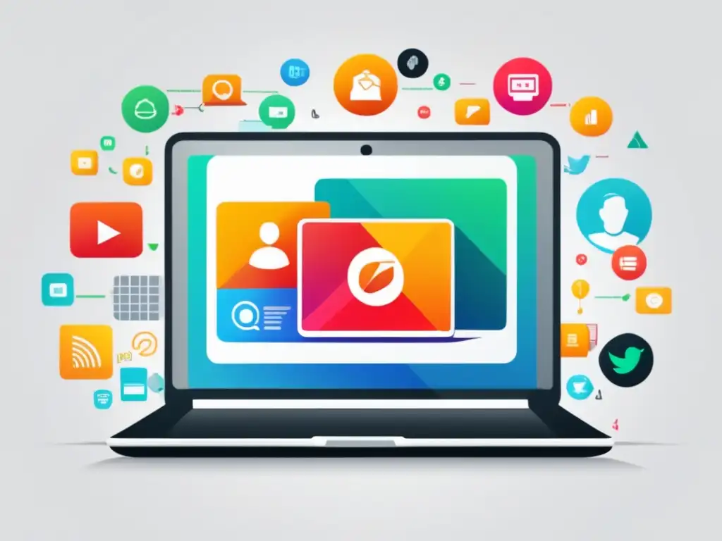 Laptop con recursos de marketing de afiliados Imagen de laptop con recursos efectivos de marketing de afiliados