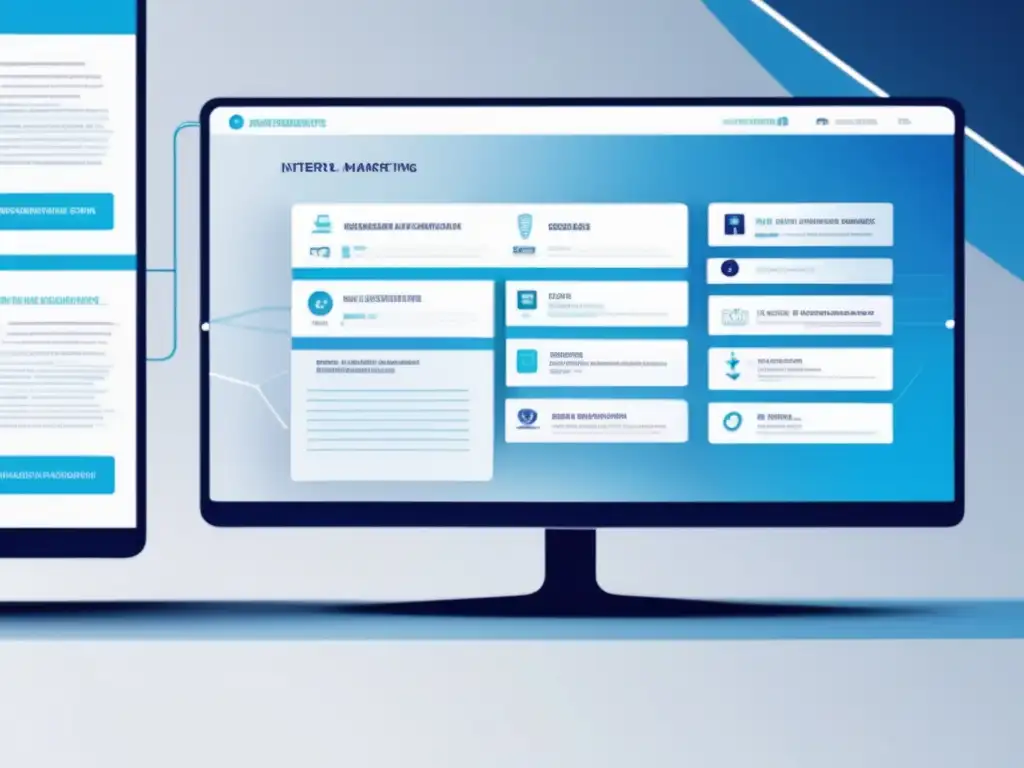 Pantalla digital minimalista mostrando una red de documentos legales y regulaciones en el marketing de afiliados
