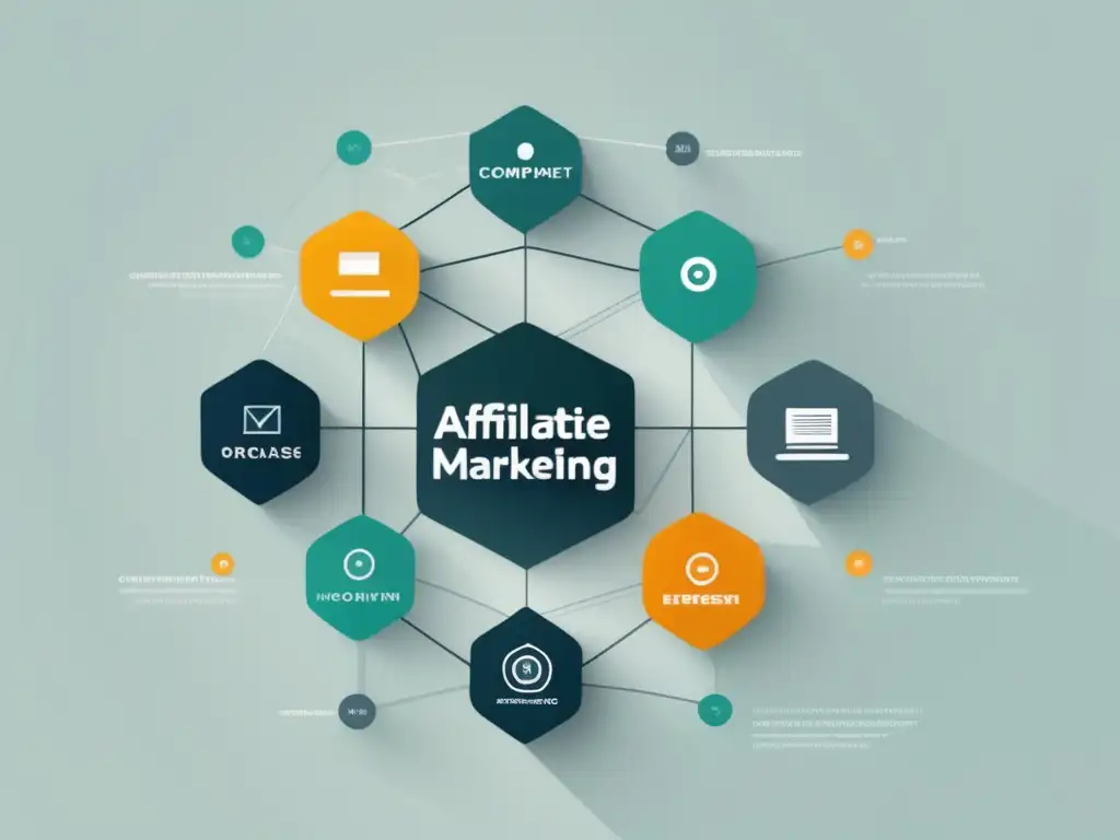 Estrategias éticas de marketing afiliado Red de líneas y nodos que representa estrategias éticas de marketing de afiliados