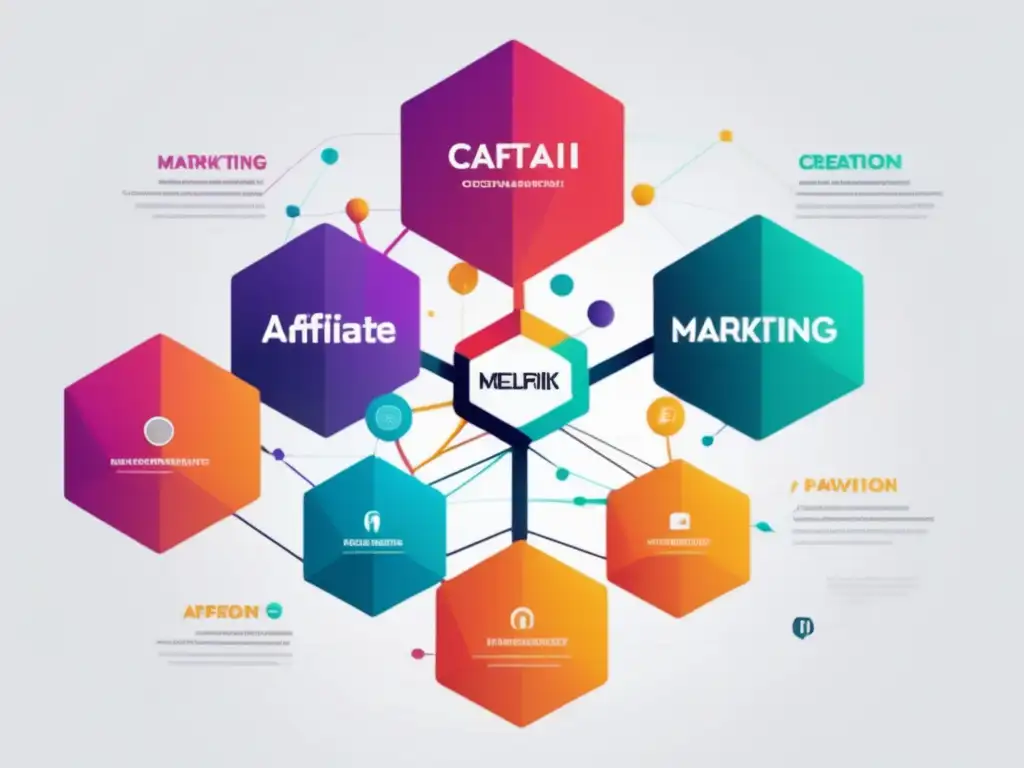 Paisaje digital de marketing de afiliados Estrategias efectivas para marketing de afiliados en un paisaje digital minimalista y vibrante