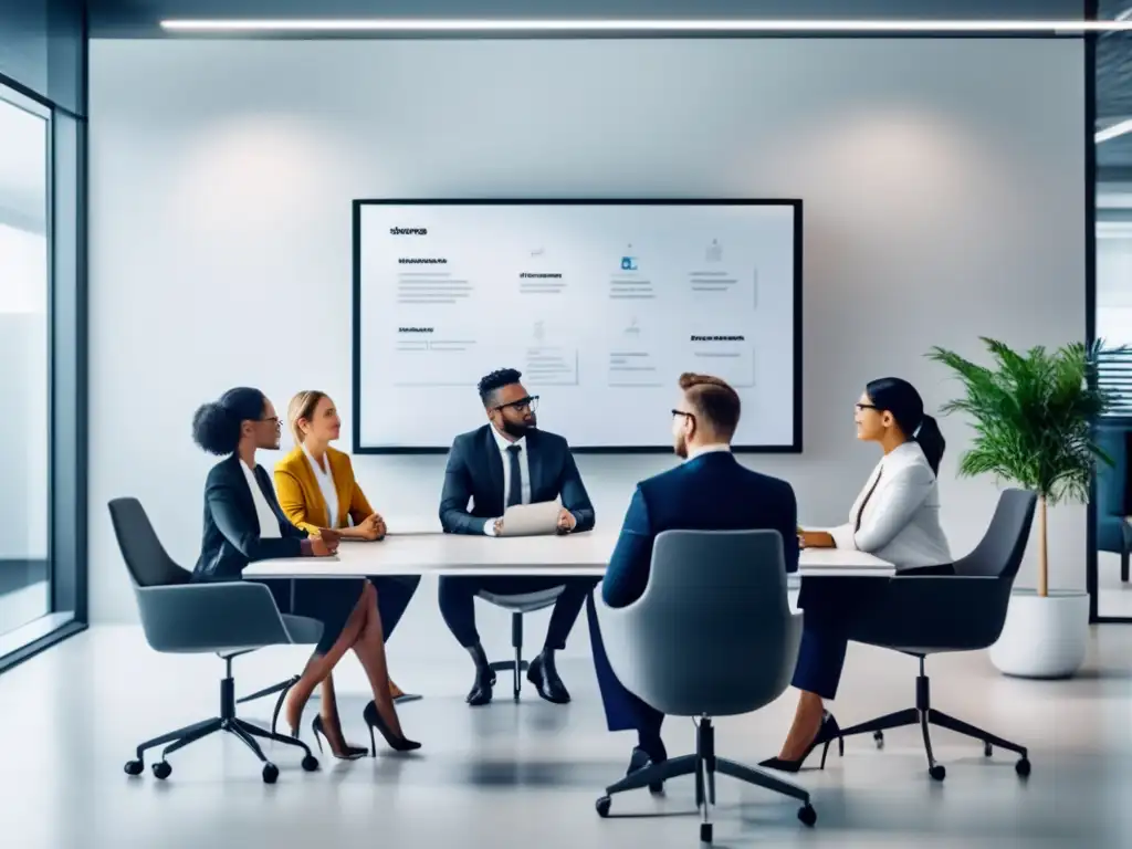 Reunión estratégica de análisis de palabras clave Profesionales en sesión de brainstorming en una oficina moderna - análisis de palabras clave estratégico para marketing de afiliados